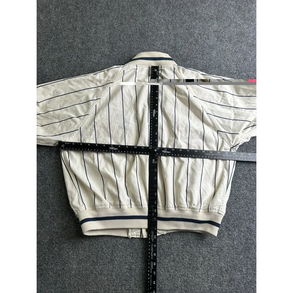 Mens 90s Polo by Ralph Lauren Striped Snap Front Bomber Jacket, Size M